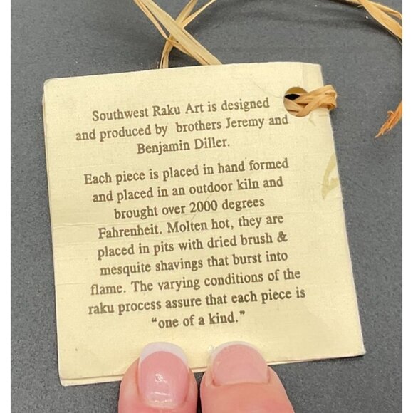 Ben Diller Raku Bear Vase With Native American Design 5.5"H x 5"W Handmade - Picture 9 of 9